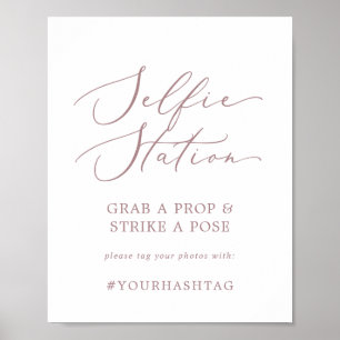 Delicate Roze Gouden Selfie Station Hashtag Bord Poster