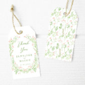 Delicate roze groene wilde bloem bruiloft dank u cadeaulabel