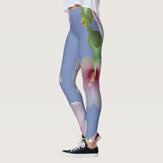 Delicate roze hibiscus leggings (Links)