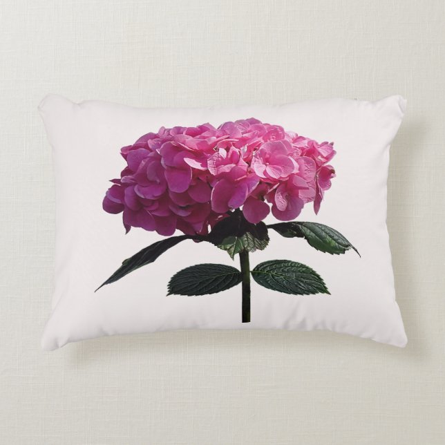 Delicate Roze Hortensia Accent Kussen (Voorkant)
