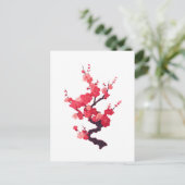 Delicate Roze Japanse Kersboomtak Briefkaart (Staand voorkant)