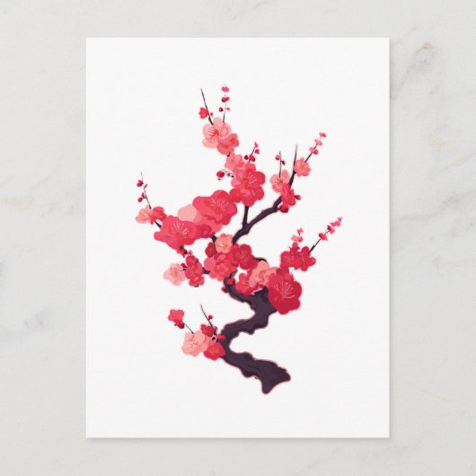 Delicate Roze Japanse Kersboomtak Briefkaart (Voorkant)