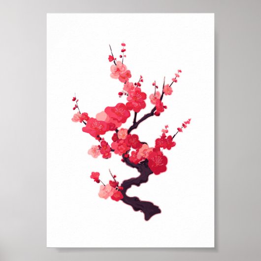 Delicate Roze Japanse Kersenboomtak Poster (Voorkant)