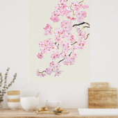 Delicate Roze kersenbloesem waterverf 2024 Poster (Keuken)
