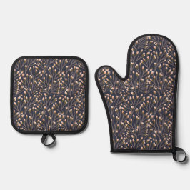 Delicate Roze Knoppen aan Bruine Takken Ovenwant & Pannenlap Set