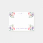 Delicate Roze Lavendel Waterverf Bloemen Monogram Post-it® Notes (Voorkant)