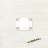 Delicate Roze Lavendel Waterverf Bloemen Monogram Post-it® Notes (Op bureau)