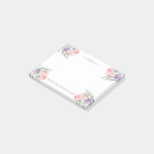 Delicate Roze Lavendel Waterverf Bloemen Monogram Post-it® Notes (Schuin)
