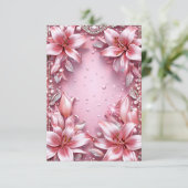 Delicate roze lelies bruiloft lijst kaart (Staand voorkant)