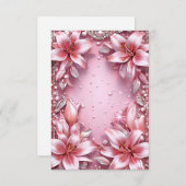 Delicate roze lelies bruiloft lijst kaart (Voorkant / Achterkant)