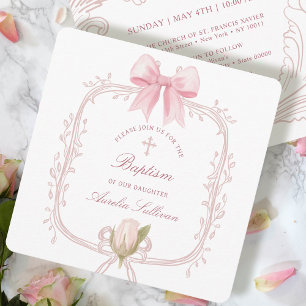 Delicate roze Lijst doopplein Kaart