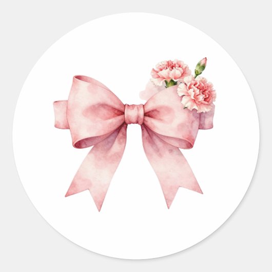 Delicate Roze Lint & Bloemen Ronde Sticker (Voorkant)