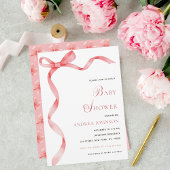 Delicate Roze Lint Bow Modern Meisje Baby shower Save The Date