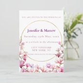 Delicate Roze Magnolia Aangepaste Bruiloft Kaart (Staand voorkant)