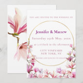 Delicate Roze Magnolia Aangepaste Bruiloft Kaart (Voorkant / Achterkant)