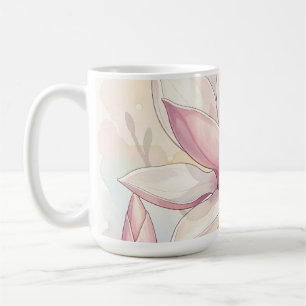 Delicate Roze Magnolia Watercolor Bloei Koffiemok
