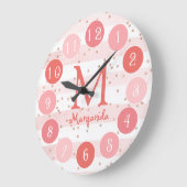 Delicate roze monogram - Kind Grote Klok (Hoek)