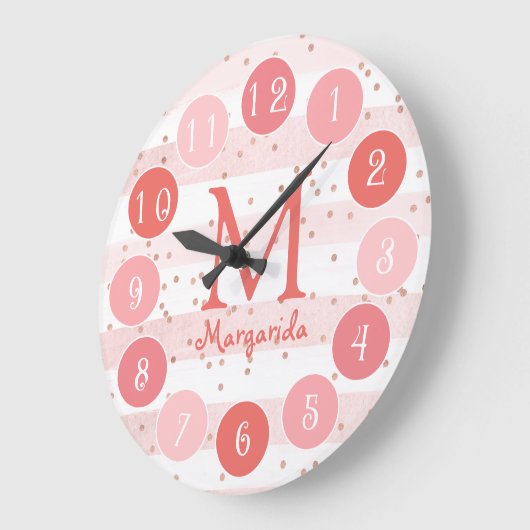 Delicate roze monogram - Kind Grote Klok (Hoek)