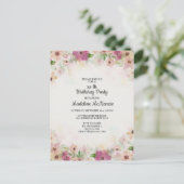 Delicate Roze Paarse Aquarel Bloemige Verjaardag Briefkaart (Staand voorkant)