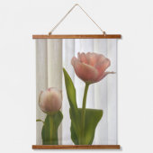 Delicate roze pasteltulpen Mooie fotografische Hangend Wandkleed (Voorkant)
