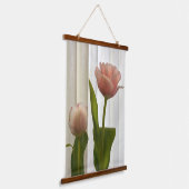 Delicate roze pasteltulpen Mooie fotografische Hangend Wandkleed (Gebogen)