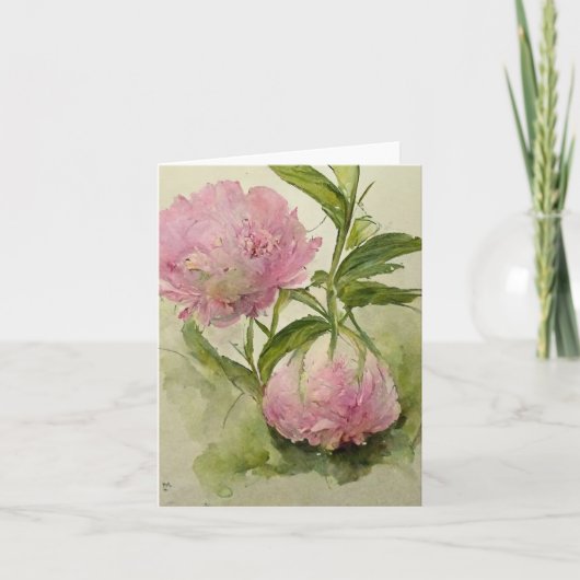 Delicate roze peonIes Notitiekaartje (Voorkant)