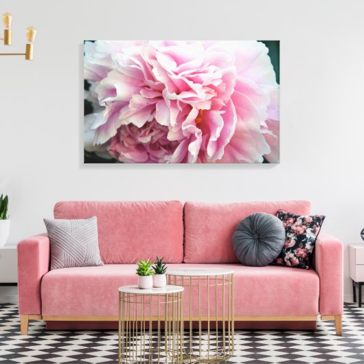 Delicate Roze Pioen Bloemen Verpakte Canvas Print (Insitu (Woonkamer))