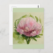 Delicate roze pioen  briefkaart (Voorkant / Achterkant)