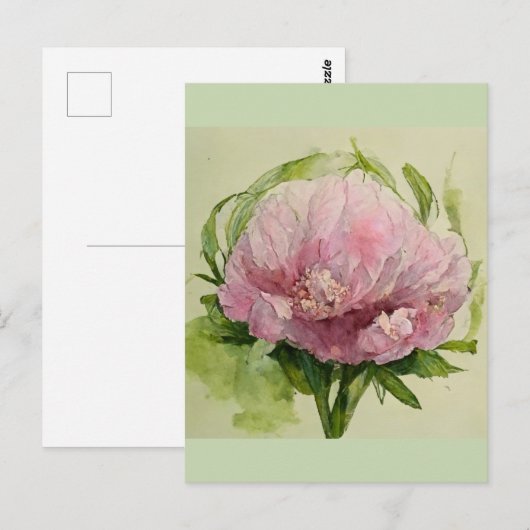 Delicate roze pioen  briefkaart (Voorkant / Achterkant)