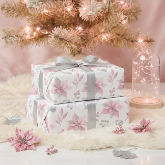Delicate Roze Poinsettia Winter Botanicals TMF26 Cadeaupapier