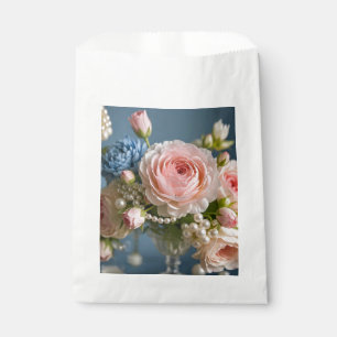 Delicate roze roos met parel in vaas bedankzakje