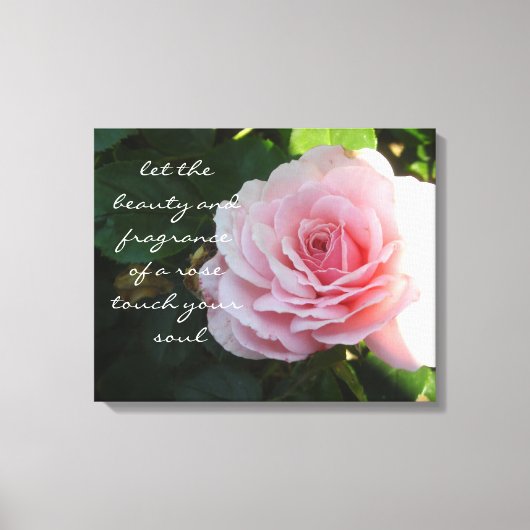 Delicate Roze Roos met Spreuk Canvas Afdruk (Voorkant)