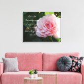 Delicate Roze Roos met Spreuk Canvas Afdruk (Insitu (Woonkamer))