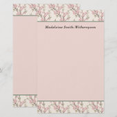 Delicate Roze Roosknoppen Bloemige Monogram Naam Briefpapier (Voorkant / Achterkant)