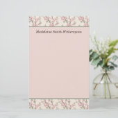 Delicate Roze Roosknoppen Bloemige Monogram Naam Briefpapier (Staand voorkant)