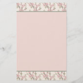 Delicate Roze Roosknoppen Bloemige Monogram Naam Briefpapier (Achterkant)