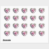 Delicate Roze Rose Monogram Bruiloft Hart Sticker (Vel)