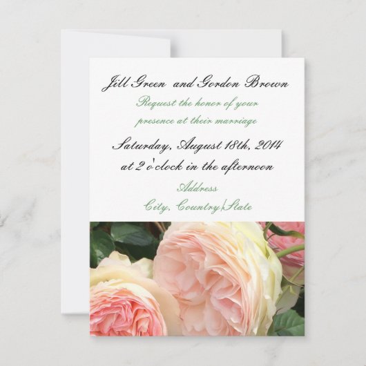 Delicate roze Rose Wedding Invitation Kaart (Voorkant)