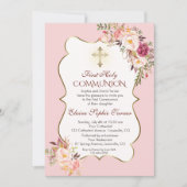 Delicate Roze Roze Bloem Eerste Heilige Communie Kaart (Voorkant)