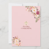 Delicate Roze Roze Bloem Eerste Heilige Communie Kaart (Achterkant)