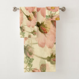 Delicate Roze Rozen Handdoekenset – Luxe Essential Bad Handdoek