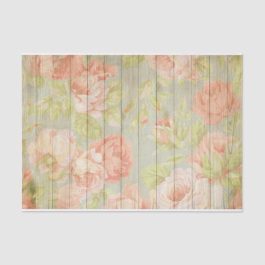 Delicate roze rozen op hout tissuepapier (Voorkant)