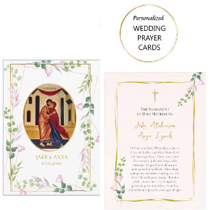 Delicate Roze Rozen Orthodoxe Trouwgebedkaart Plaatskaartje
