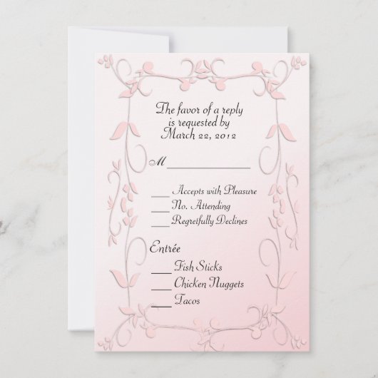 Delicate roze RSVP met boom van keuze Kaart (Voorkant)