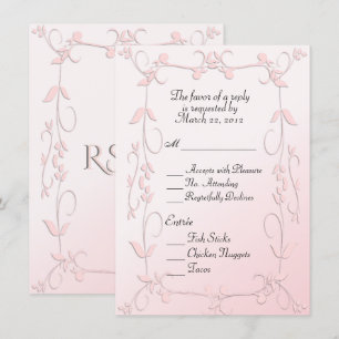 Delicate Roze RSVP met keuze uit hoofdgerecht Kaart