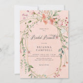 Delicate Roze Rustieke Veldbloemen Bruids Brunch Kaart (Voorkant)