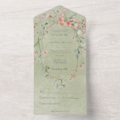 Delicate Roze Rustieke Wildbloemen Sage Geen Diner All In One Uitnodiging (Binnen)