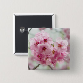 Delicate Roze Sakura Bloesem Japanse Bloemen Vierkante Button 5,1 Cm