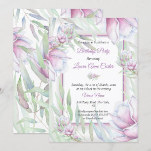 Delicate Roze Sering Bloemenschildering Waterverf  Kaart