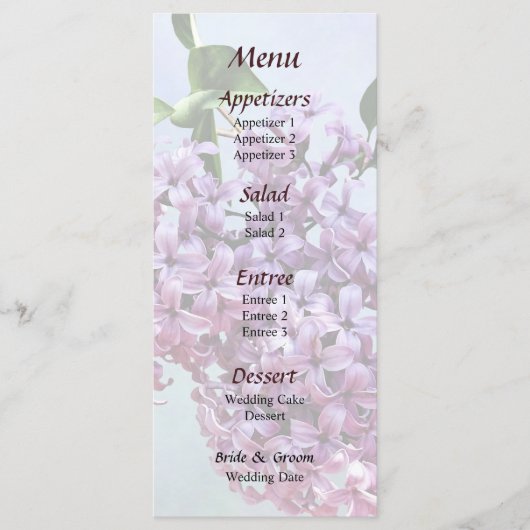 Delicate Roze Sering Wedding Menu (Voorkant)
